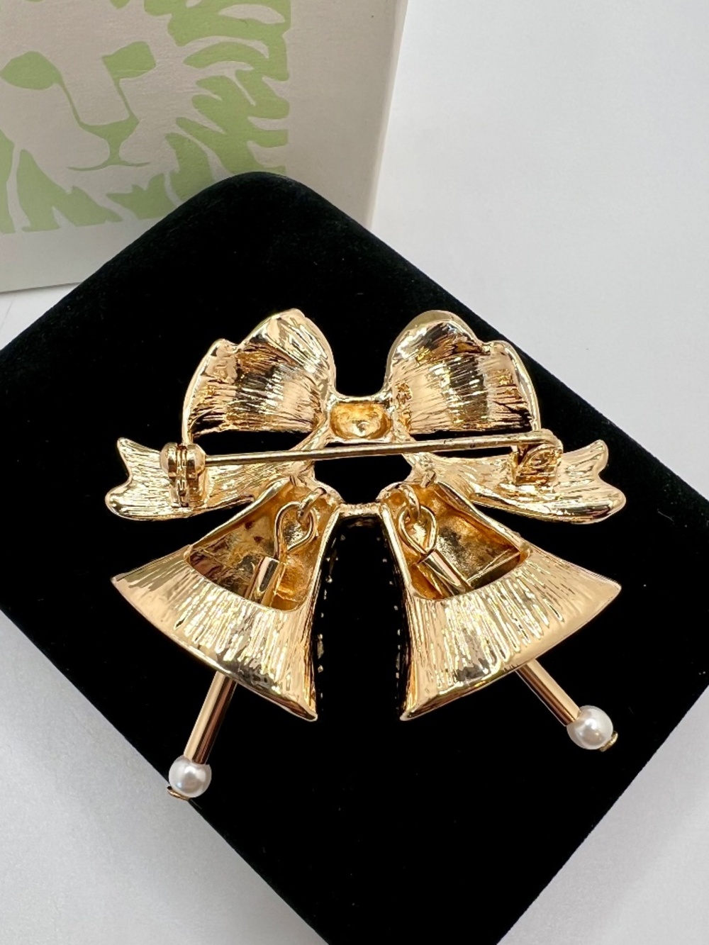 Anne Klein Pave Bells Holiday Brooch in Box - Picture 4 of 5